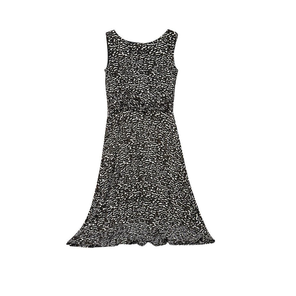 Perceptions New York size 12 Black/White/Brown sleeveless dress ruched waist